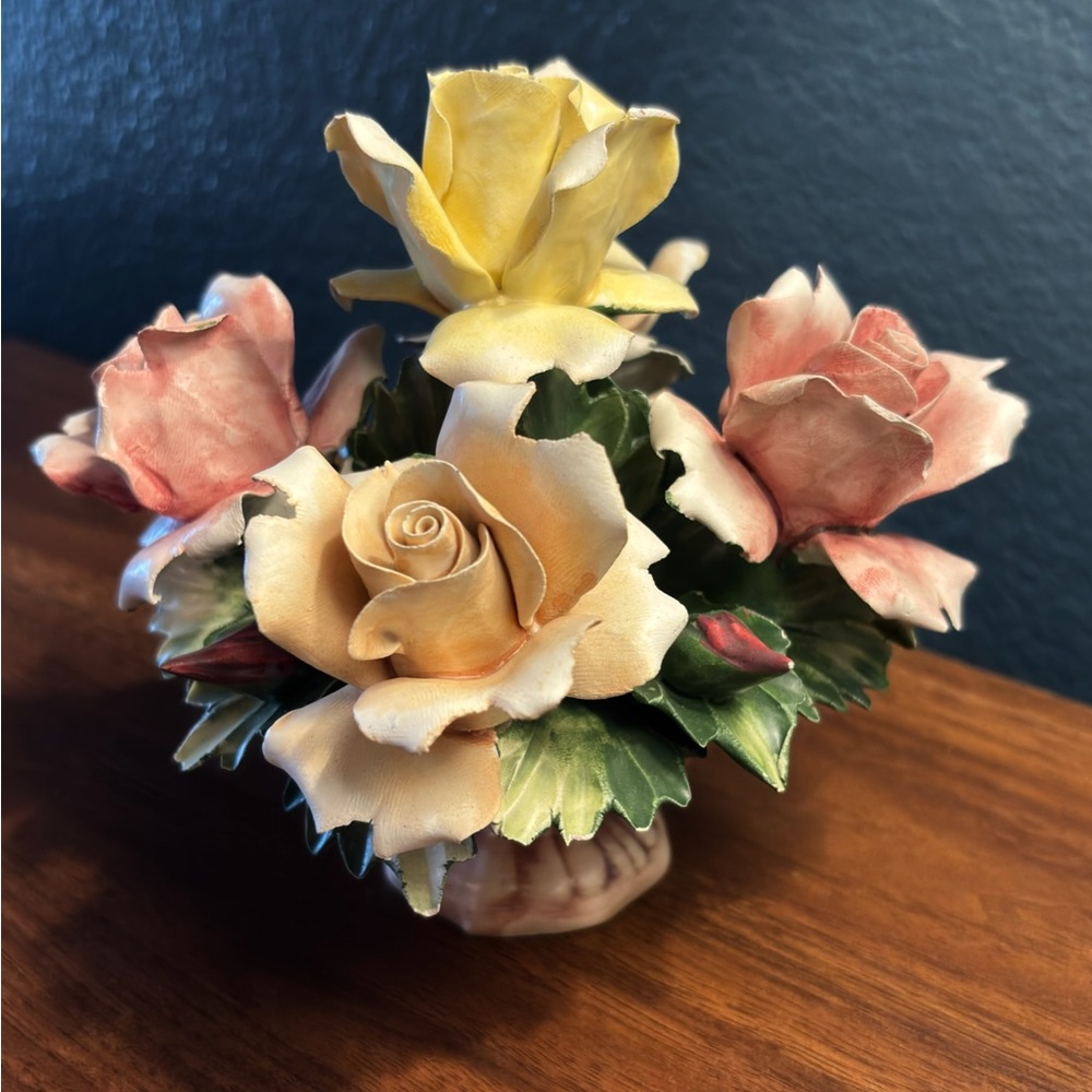 Vintage Capodimonte Italian Porcelain Floral Accent